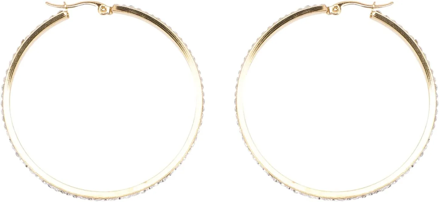 1Pair Sparkly Titanium Steel Hoop Earrings for Women Lightweight and Comfortable Ear Drops Stylish Rhinestone Design for Birthday Wedding and Special Occasions