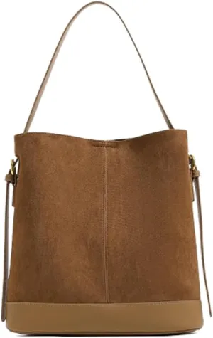2 Pcs Slouchy Bucket Bag Women Suede Crescent Satchels Shoulder Bag Crossbody Purse Top-handle Travel Work Tote Handbag