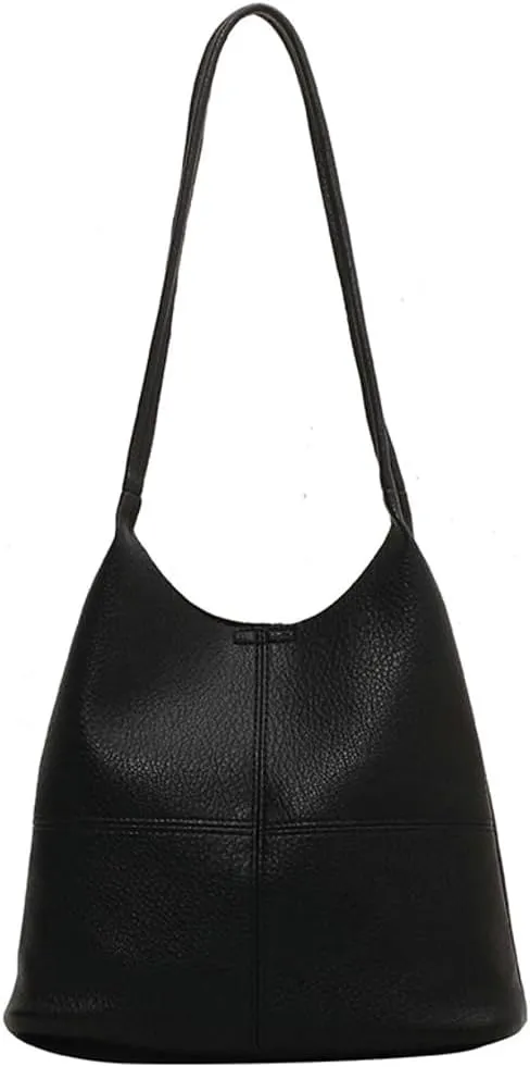 2 Pcs Slouchy PU Leather Hobo Bags Women Trendy Shoulder Bag Crescent Crossbody Purse Cute Top-handle Satchels Tote Handbag