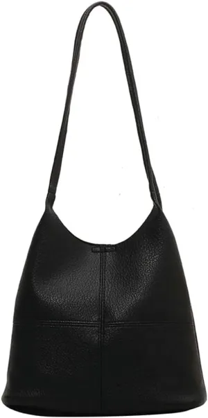 2 Pcs Slouchy PU Leather Hobo Bags Women Trendy Shoulder Bag Crescent Crossbody Purse Cute Top-handle Satchels Tote Handbag