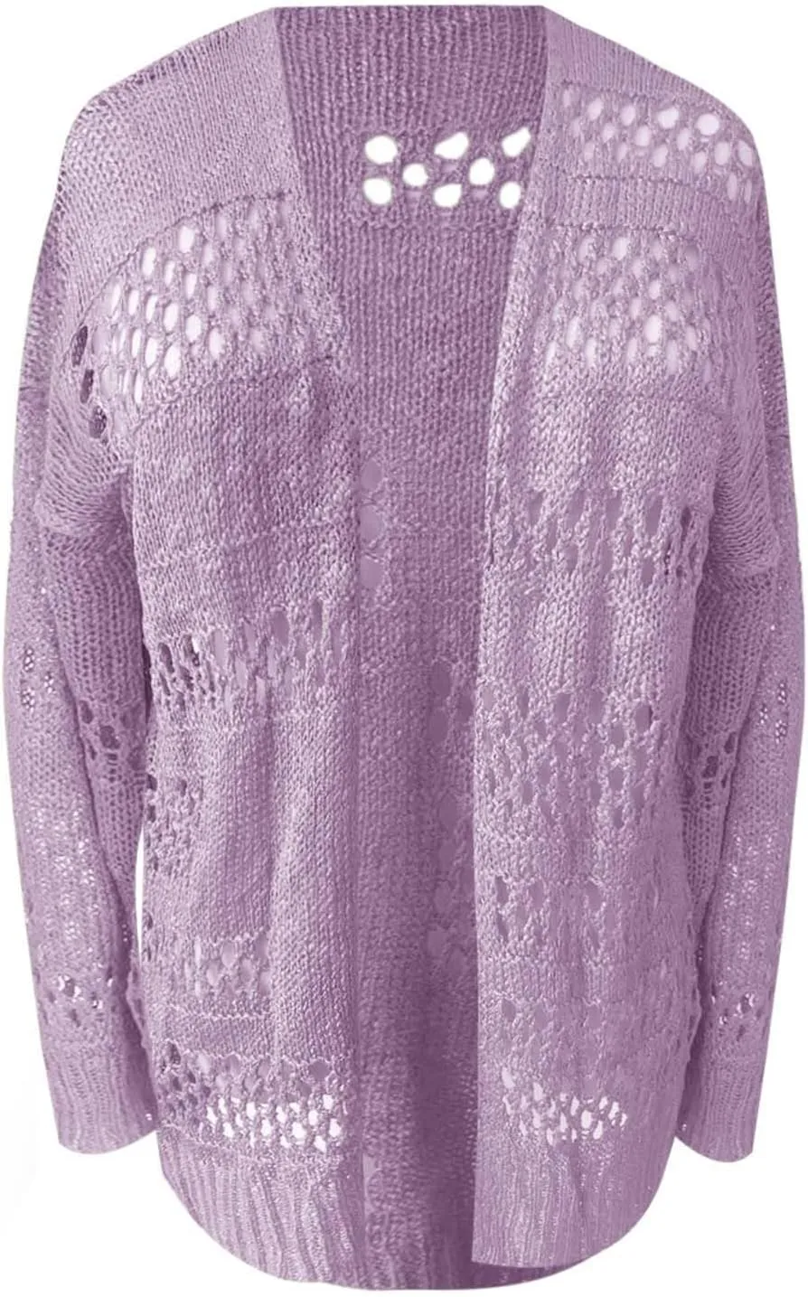 2024 Summer Crochet Cardigan Sweater Long Sleeve Boho Oversized Open Front Outwear Cotton Emporium Cardigan
