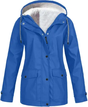 2024 Thickened Winter Coat Plus Size Hooded Raincoat Windproof Jacket Puffer Parka Coat Sherpa Ski Jacket for Women