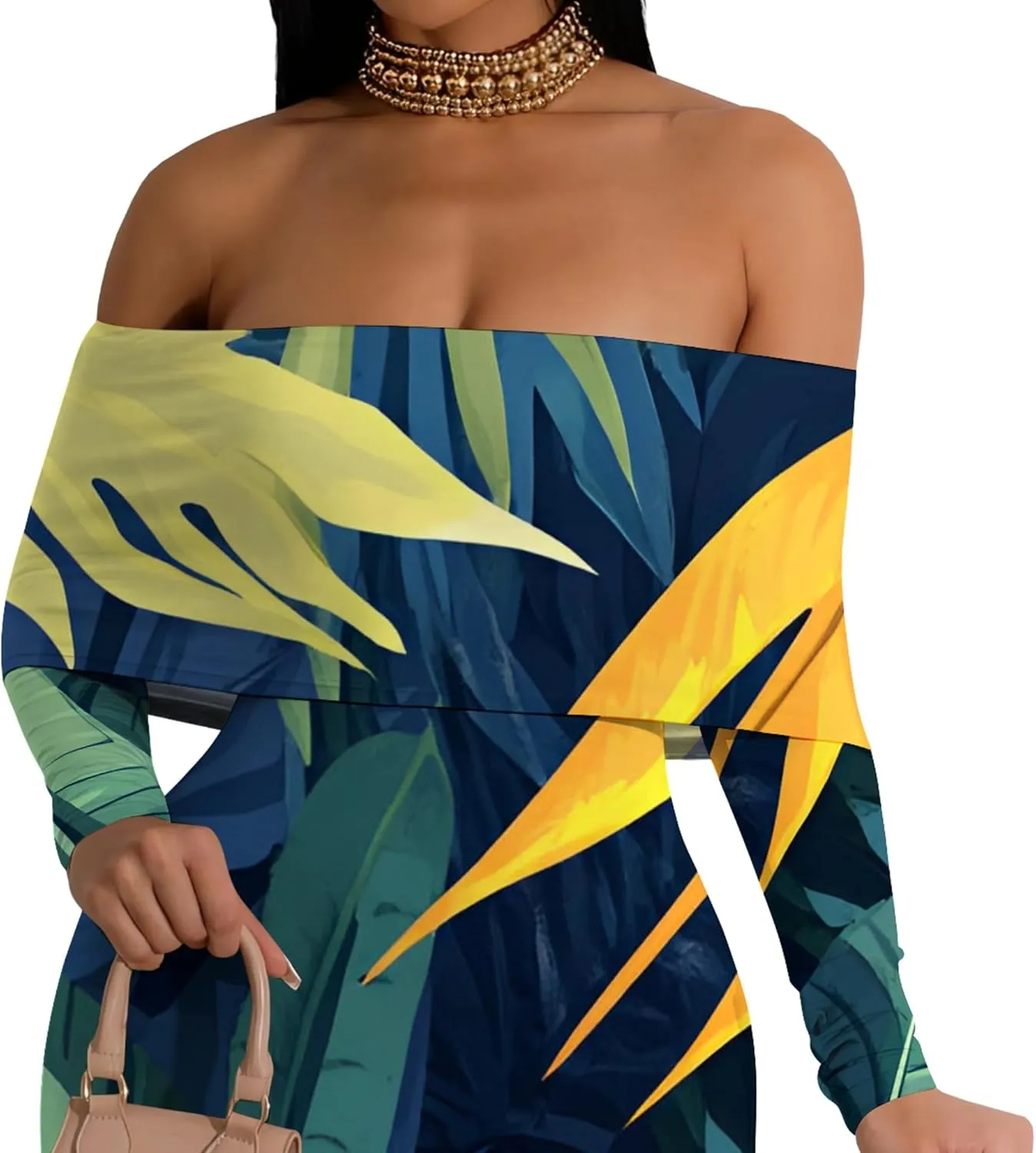 2024 Women's Casual Dress Tie Dye Sexy Maxi Off The Shoulder Long Sleeve Bodycon Backless Wrap Dresses