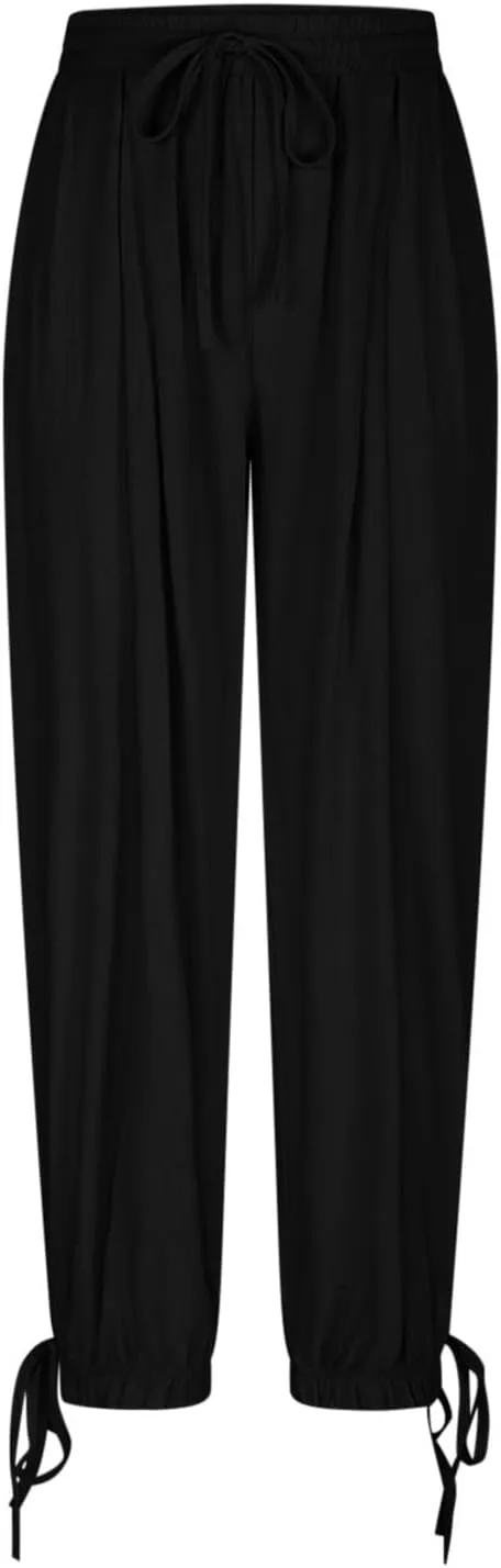2025 Summer Linen Pants for Womens Baggy Cropped Trousers Drawstring High Waist Lounge Pants Beach Slacks with Pockets