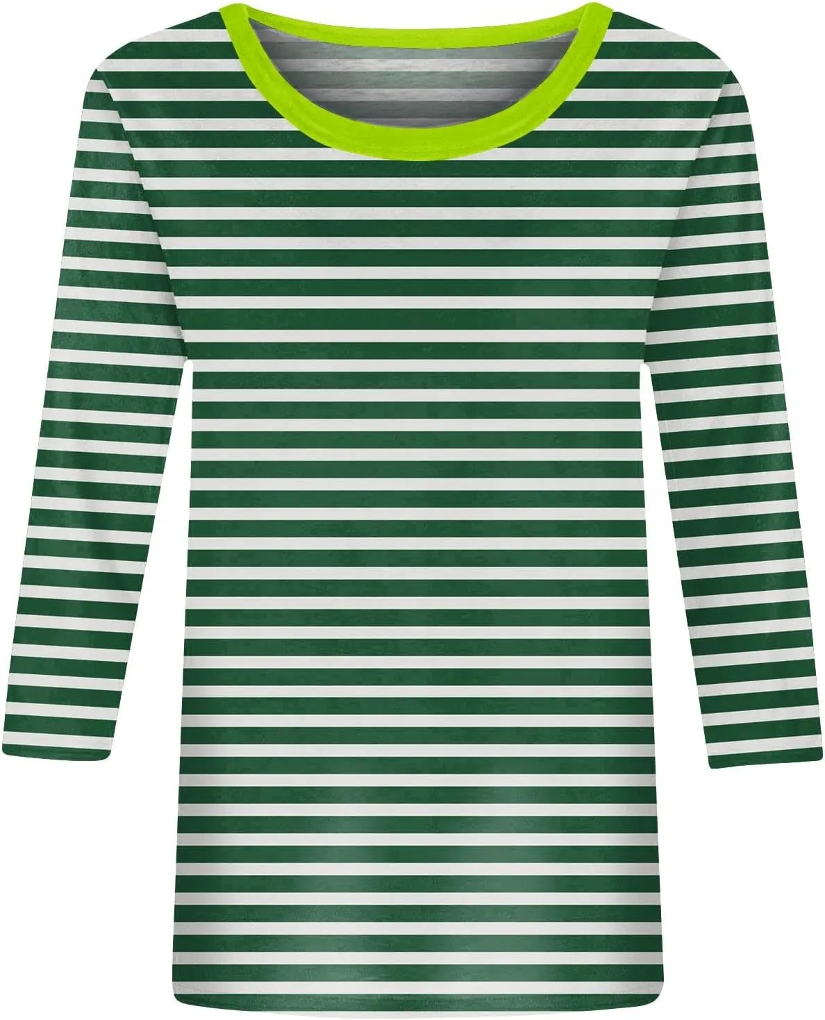 3/4 Length Sleeve Womens Tops Summer Three Quarter Striped Shirts Dressy Casual Printed Tunic Tops Women Blouses