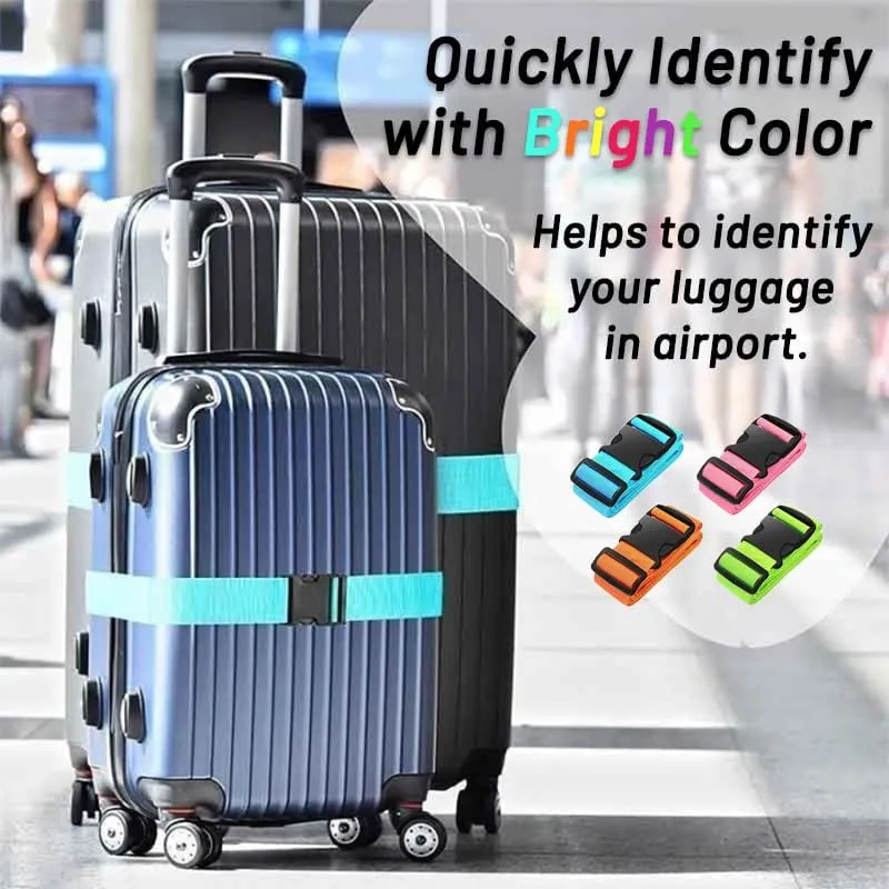 4 Pack Luggage Straps 79" Long Belts Keep Suitcase Secure While Traveling - TSA Approved Add a Bag Premium Travel Accessories for Travel Bag Closure Suitcase Belts (Black x 4)