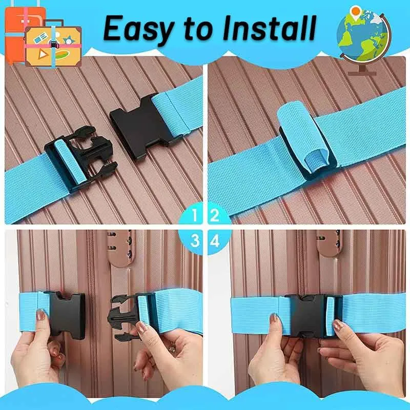 4 Pack Luggage Straps 79" Long Belts Keep Suitcase Secure While Traveling - TSA Approved Add a Bag Premium Travel Accessories for Travel Bag Closure Suitcase Belts (Black x 4)