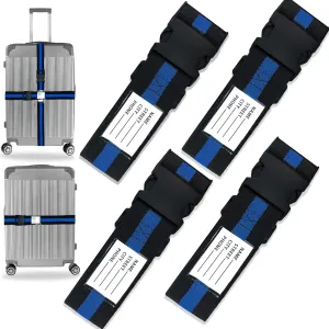 4 Pack Luggage Straps for Suitcases Straps Suitcase Belts, Adjustable Packing Belts for Suitcases Packing Belts Travel Accessorie