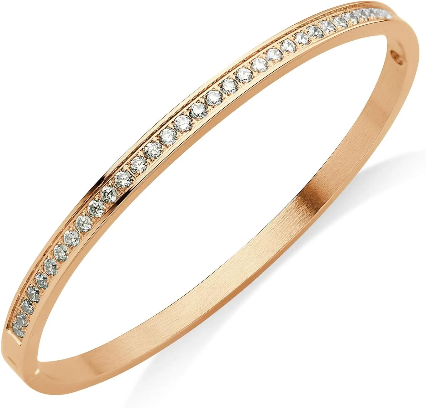 555Jewelry Womens Stainless Steel Fashion Cuff Hinged Lock Bangle Bracelet