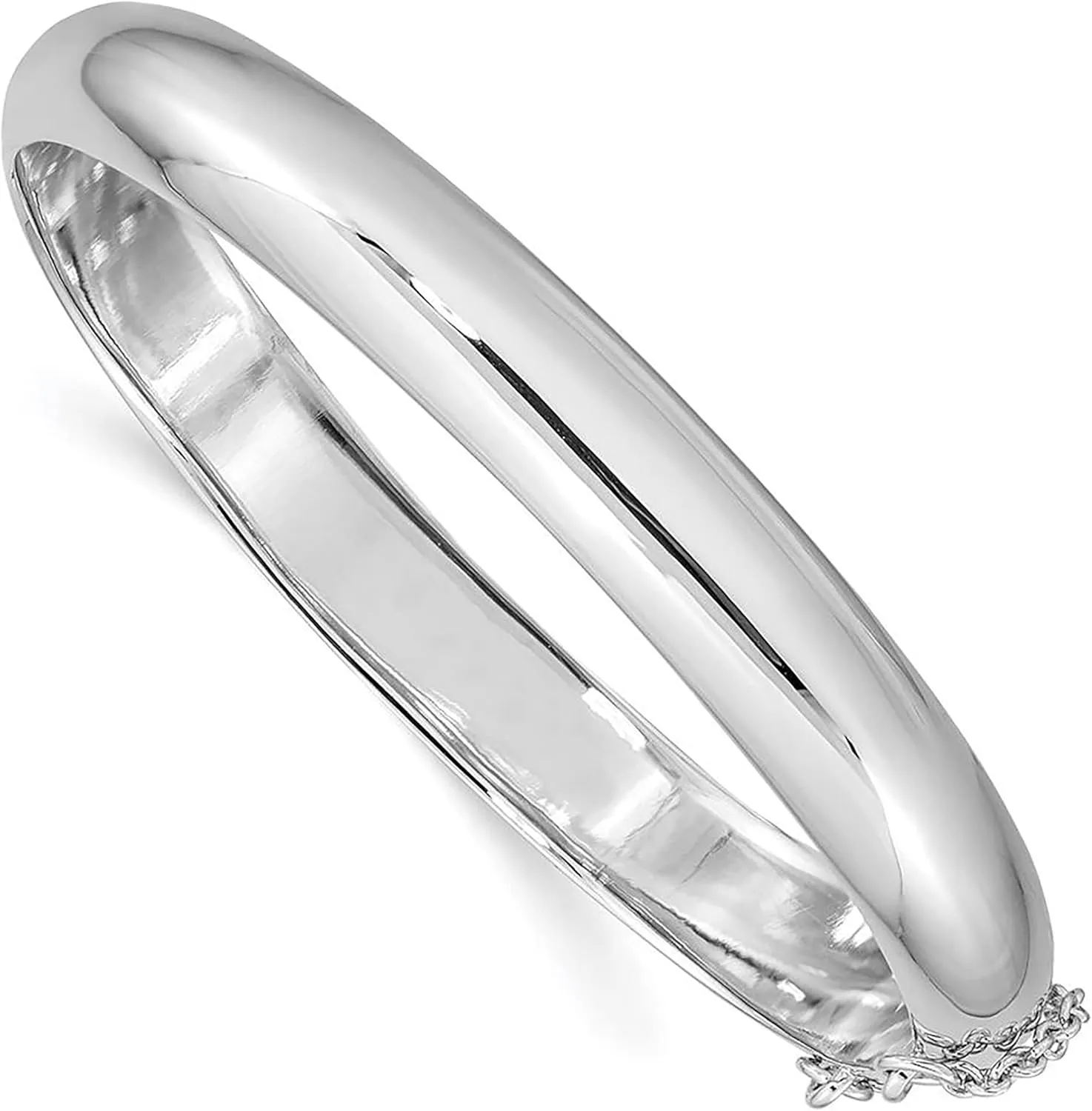 925 Sterling Silver Rhodium-plated 9.00mm Fancy Hinged Bangle Bracelet