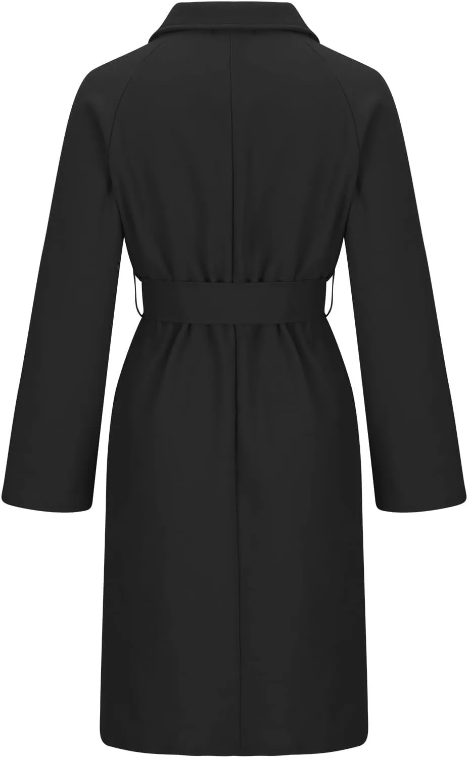 Akklian Women's Wool & Pea Coats Winter Thick Overcoat Knee-Length Waisted Wrap Coat Trendy Outwear Trench Coat with Pockets