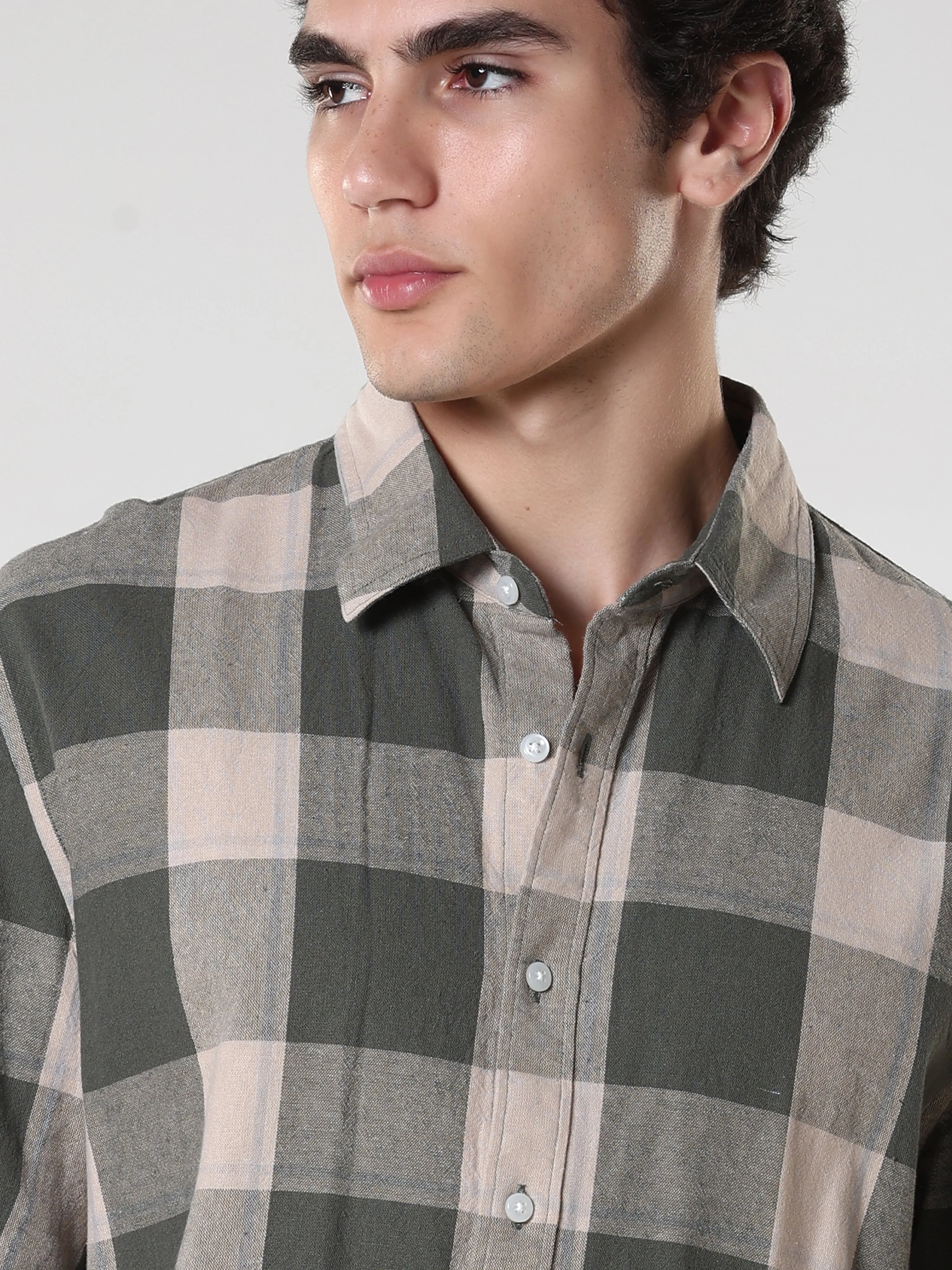 Ambar - Checkered Regular Shirt -Green