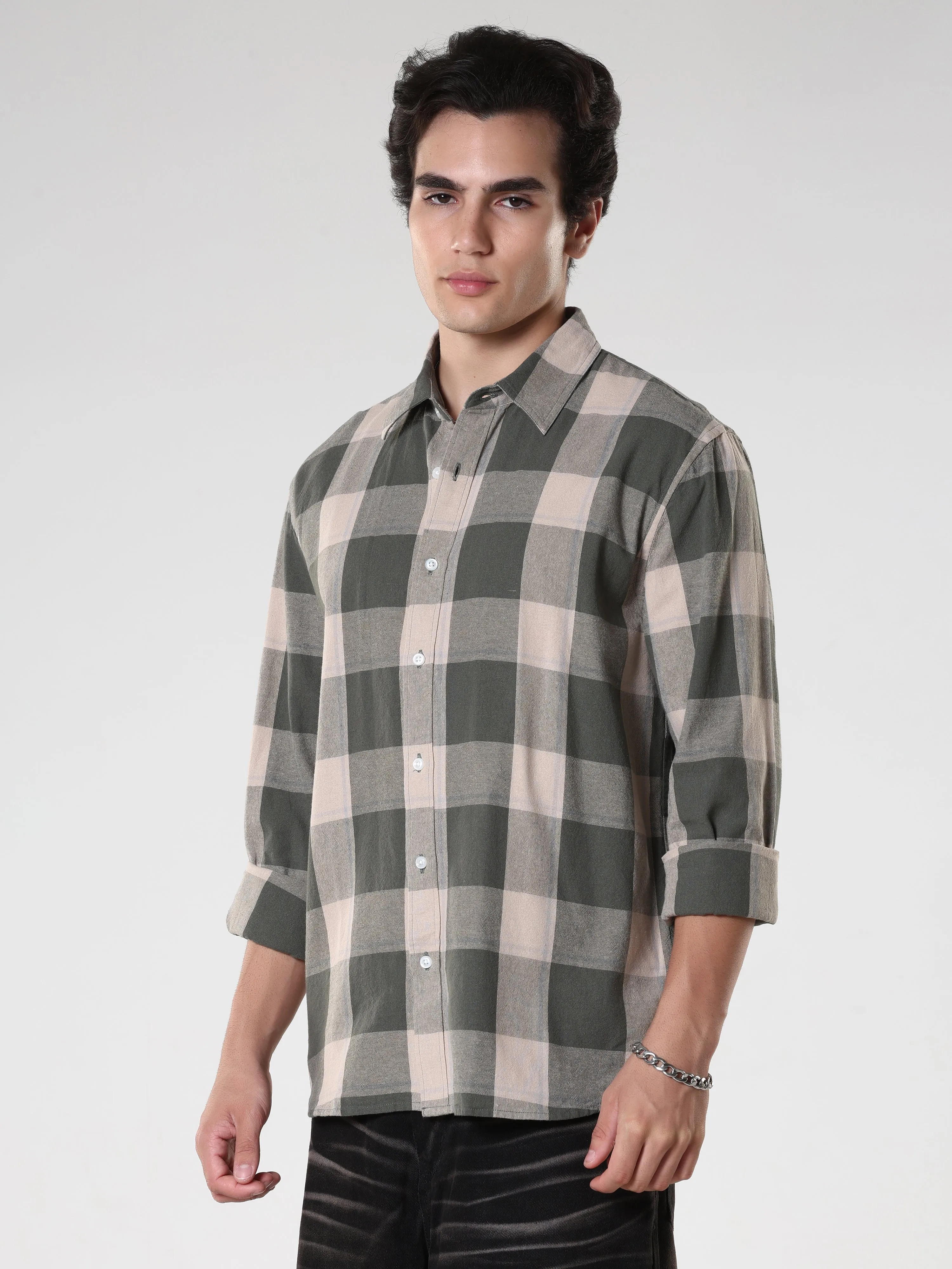 Ambar - Checkered Regular Shirt -Green
