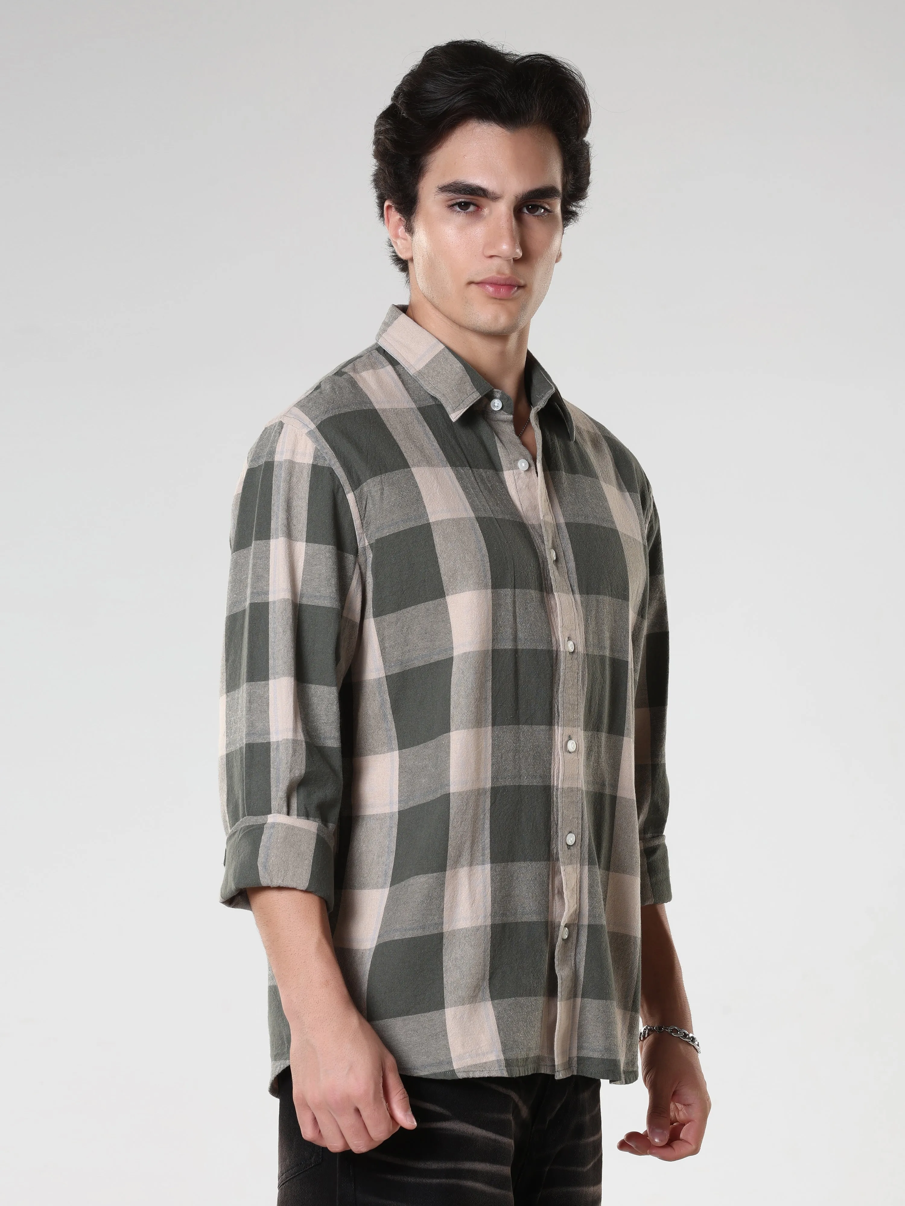 Ambar - Checkered Regular Shirt -Green