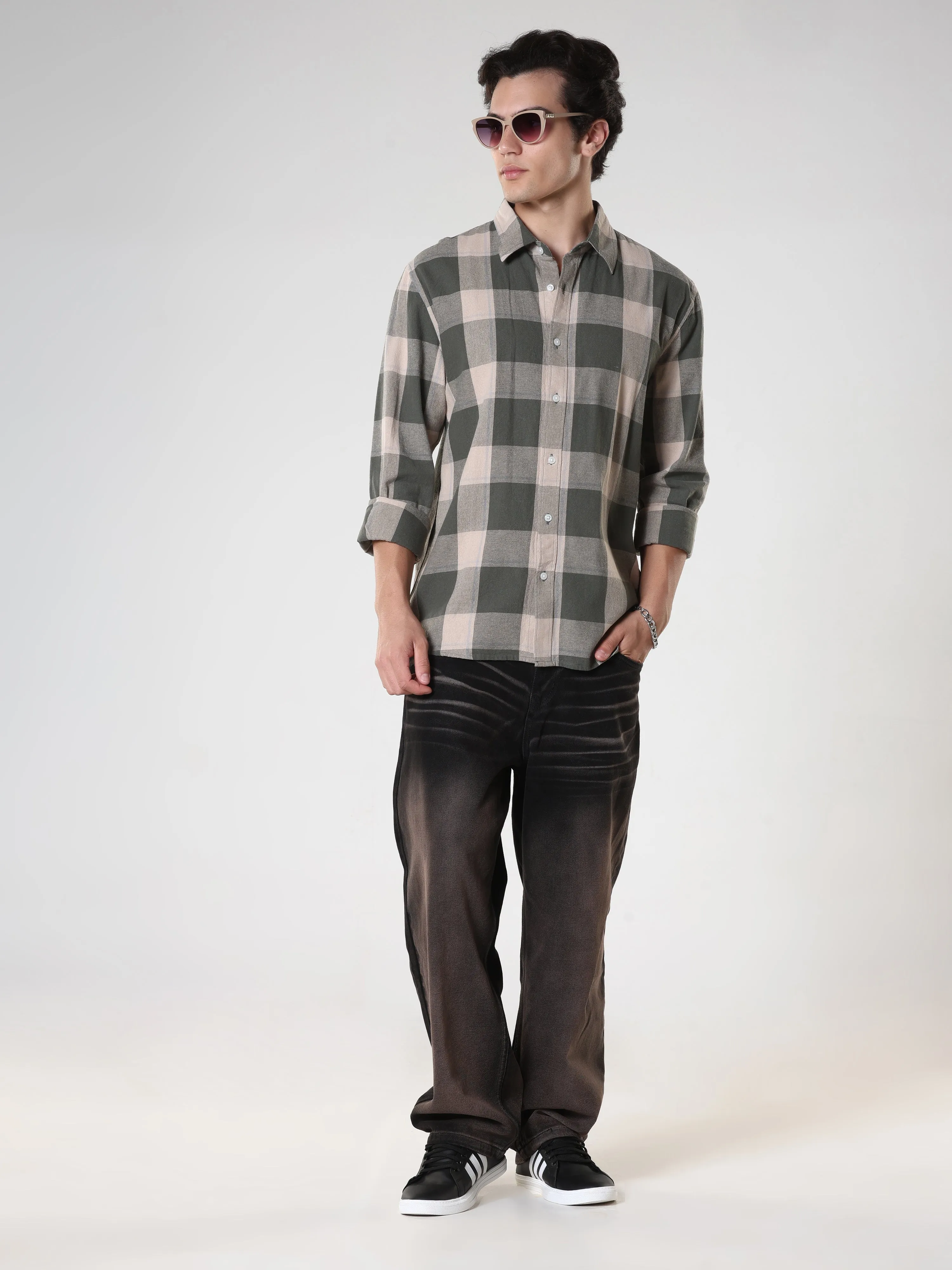 Ambar - Checkered Regular Shirt -Green