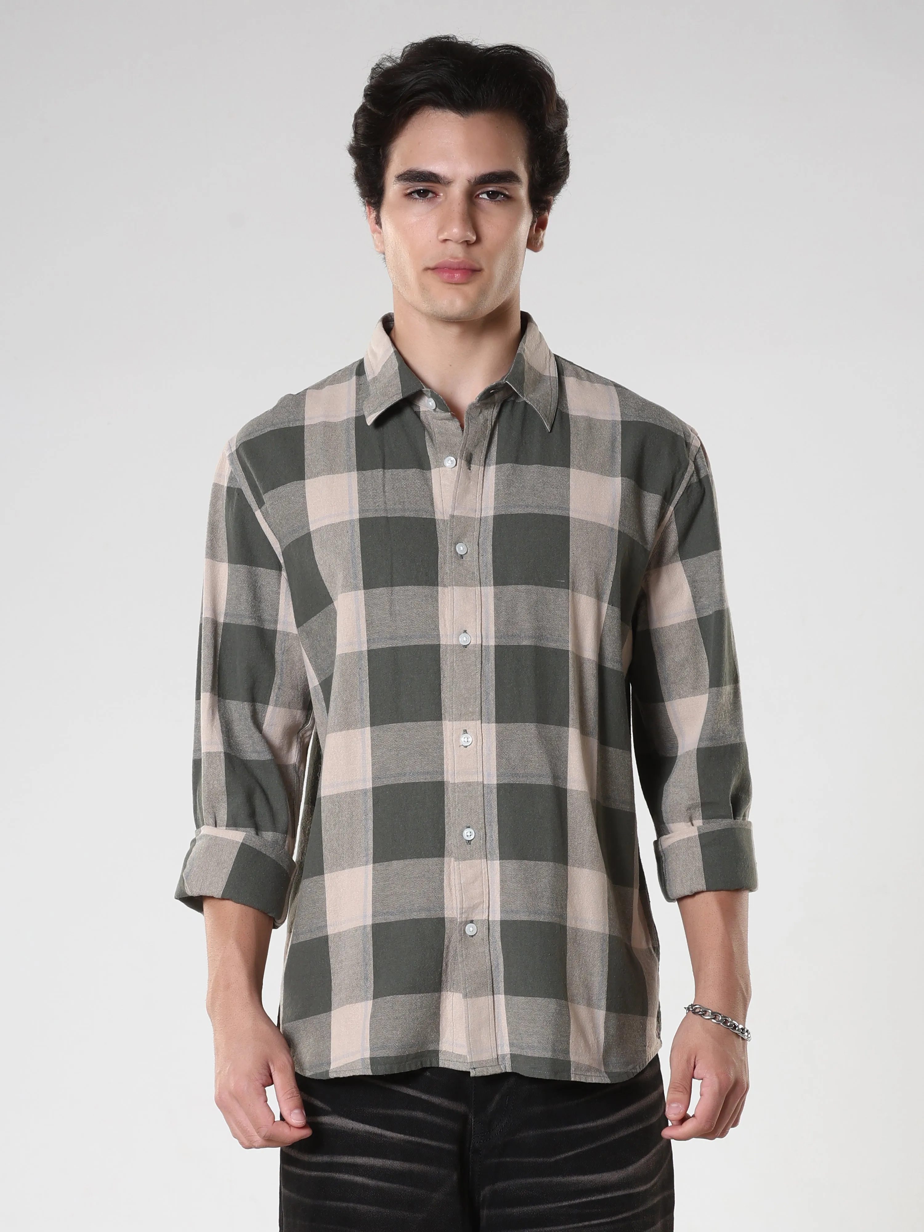 Ambar - Checkered Regular Shirt -Green