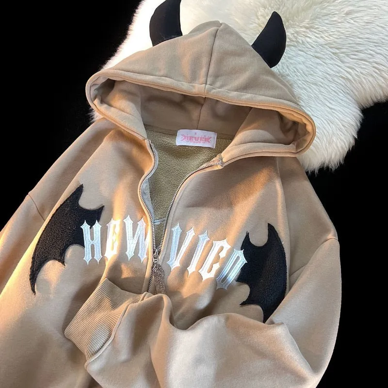 American Retro Little Devil Horn Hoodies