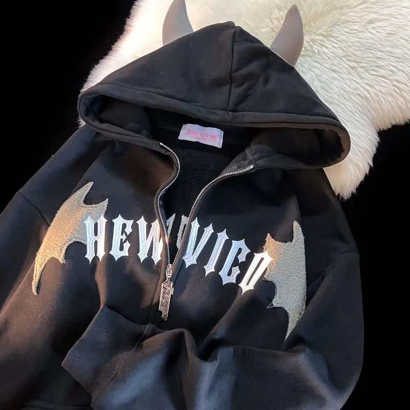 American Retro Little Devil Horn Hoodies