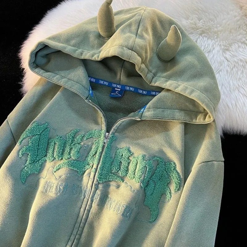 American Retro Little Devil Horn Hoodies