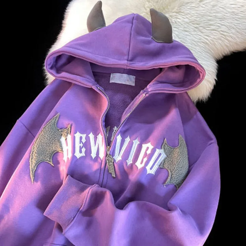 American Retro Little Devil Horn Hoodies