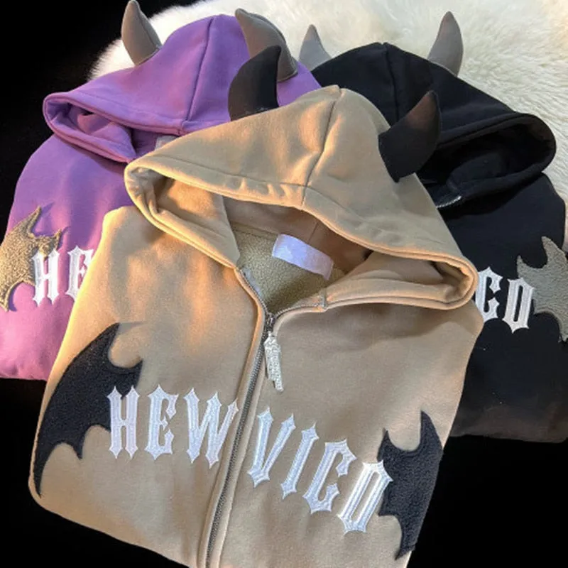 American Retro Little Devil Horn Hoodies