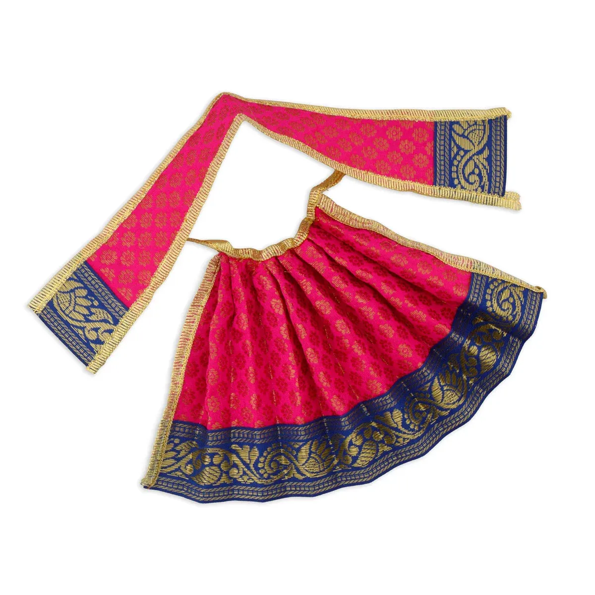 Amman Pavadai - 5 Inches | Lehenga Patka/ Satin with Jari Border Devi Poshak/ Mata Dress for Deity Decor