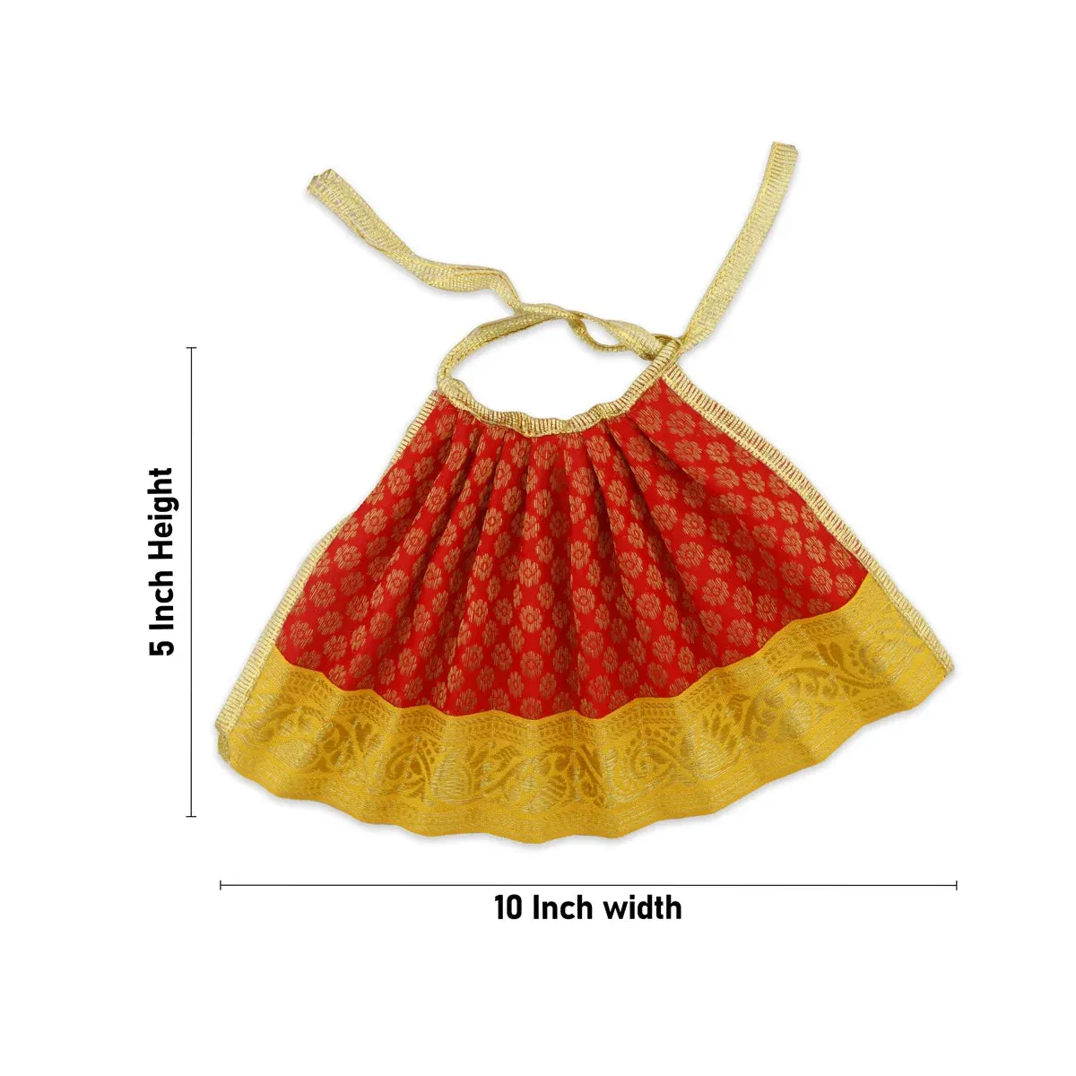 Amman Pavadai - 5 Inches | Lehenga Patka/ Satin with Jari Border Devi Poshak/ Mata Dress for Deity Decor