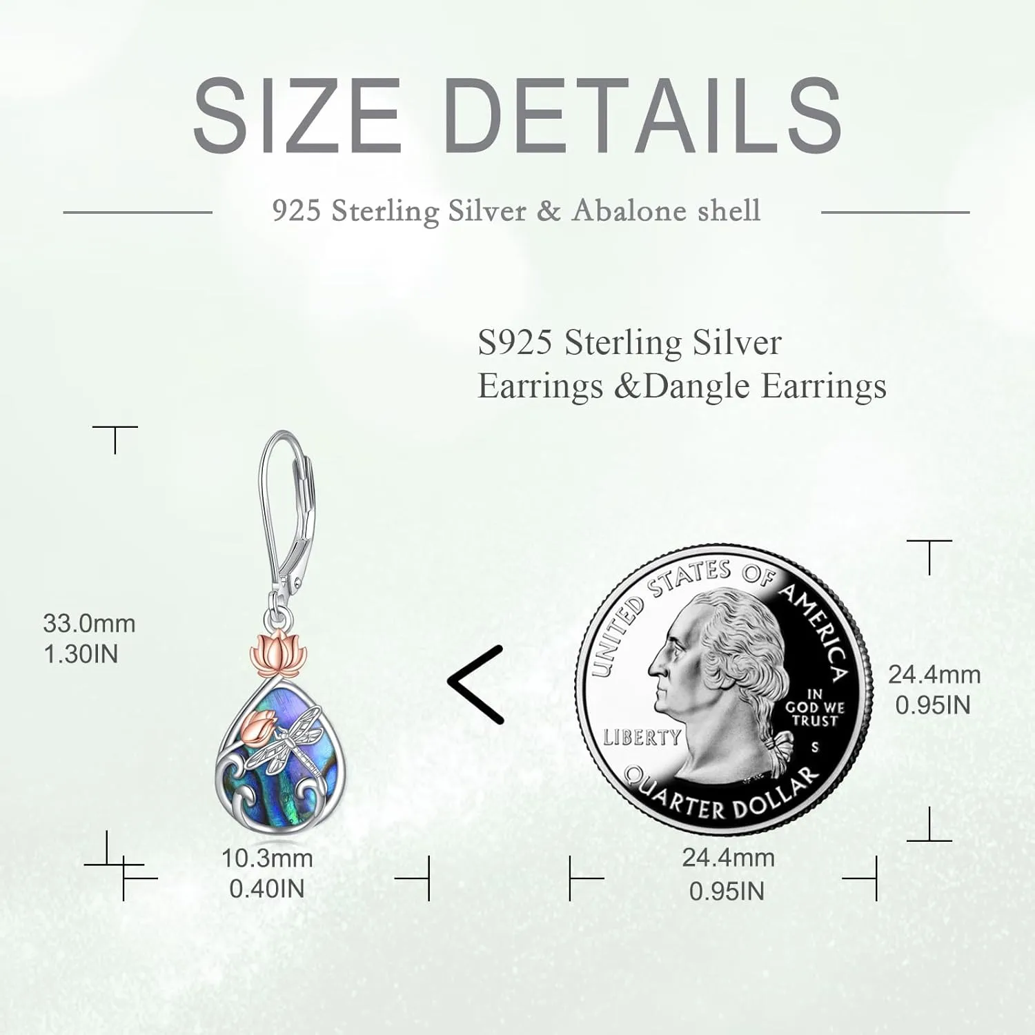 AOBOCO Butterfly/Dragonfly/Bee Leverback Earrings 925 Sterling Silver Rose Lotus Tulip Flower Filigree Dangle Earrings Teardrop Moonstone Larimar Turquoise Abalone Shell Jewelry Birthday Gifts for Women