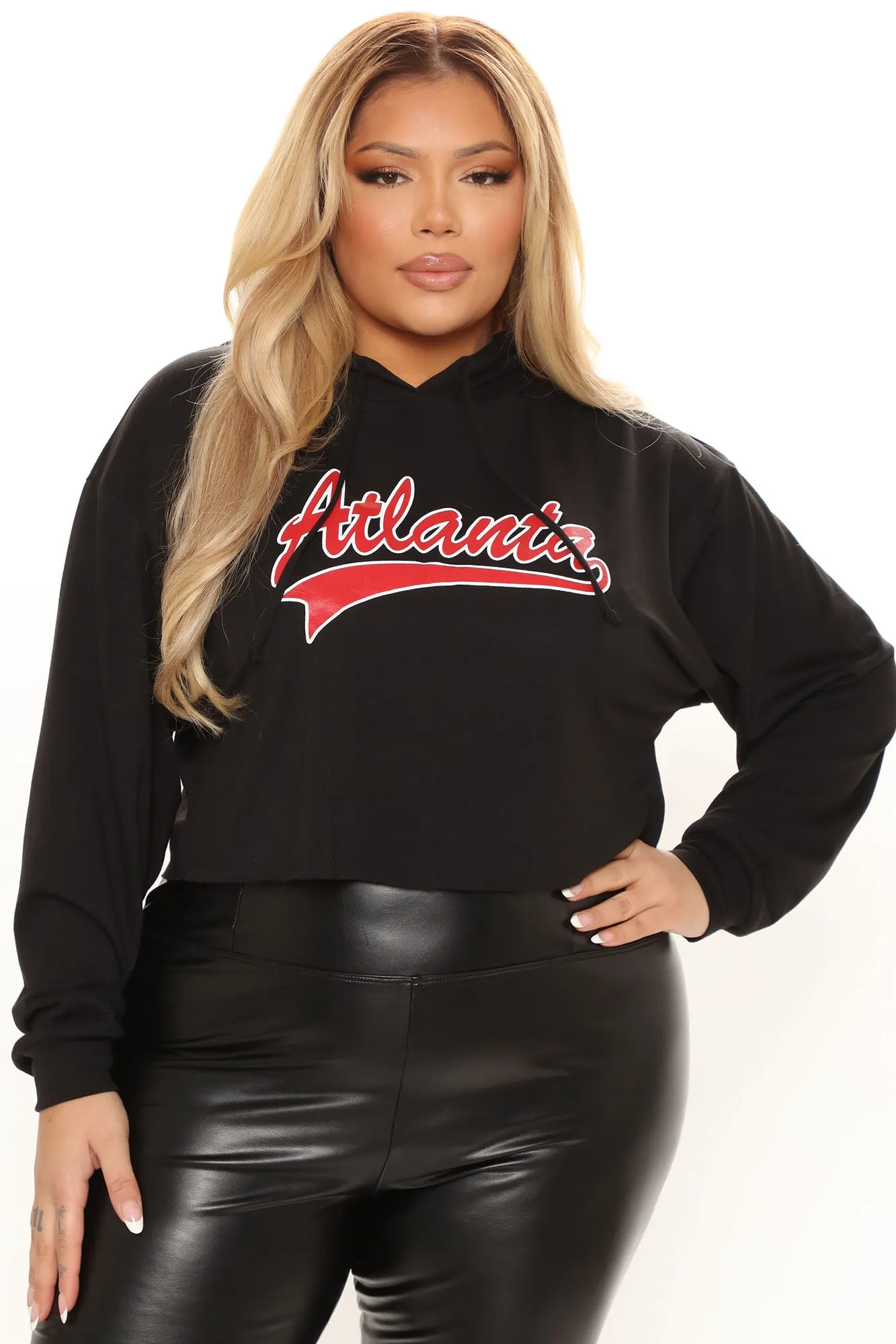 Atlanta Babe Cropped Hoodie - Black