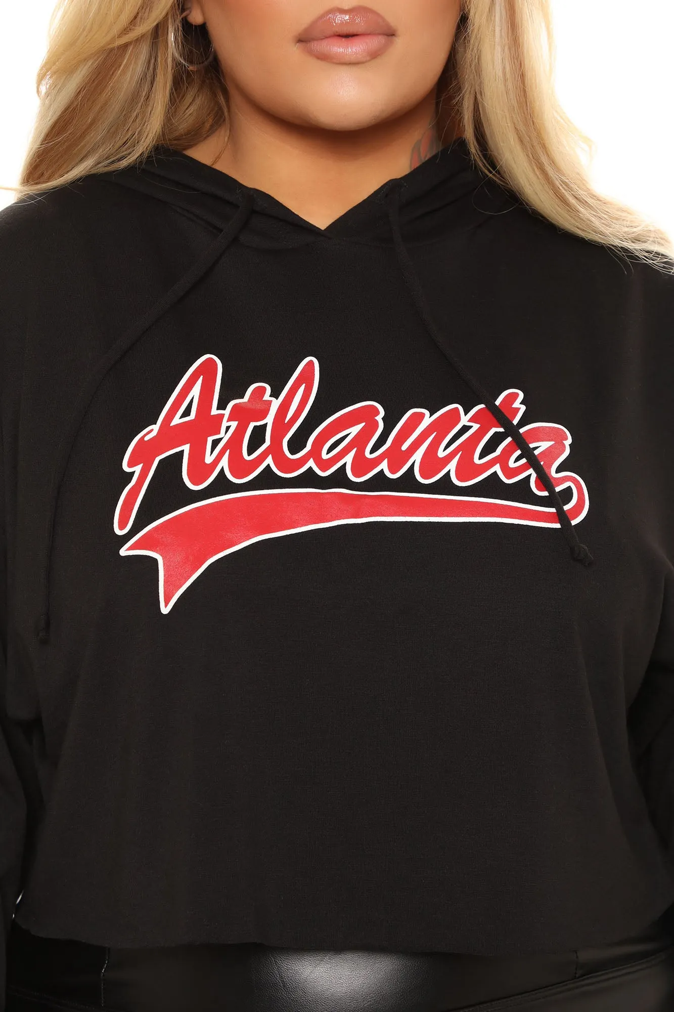 Atlanta Babe Cropped Hoodie - Black