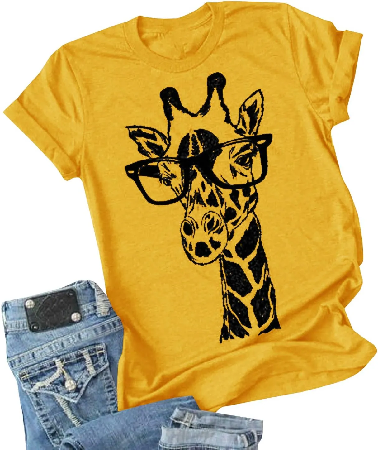 Auburet Womens Giraffe T Shirt Summer Funny Graphic Short Sleeve Crewneck Tees Casual Shirt Tops