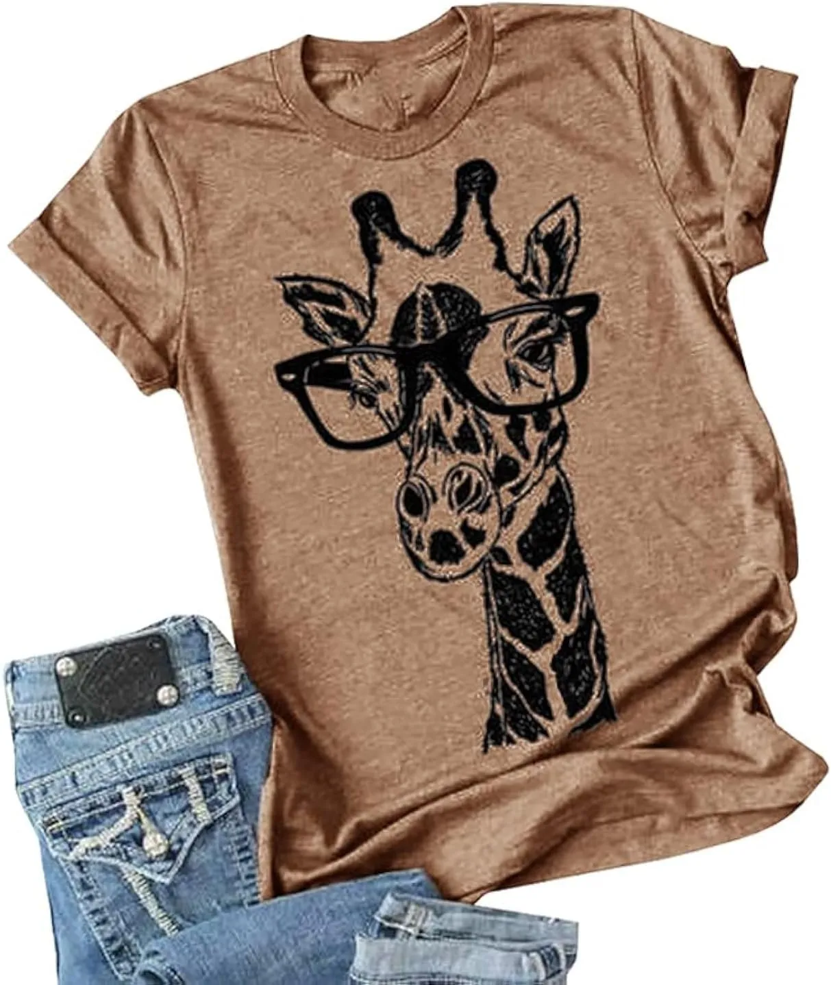 Auburet Womens Giraffe T Shirt Summer Funny Graphic Short Sleeve Crewneck Tees Casual Shirt Tops
