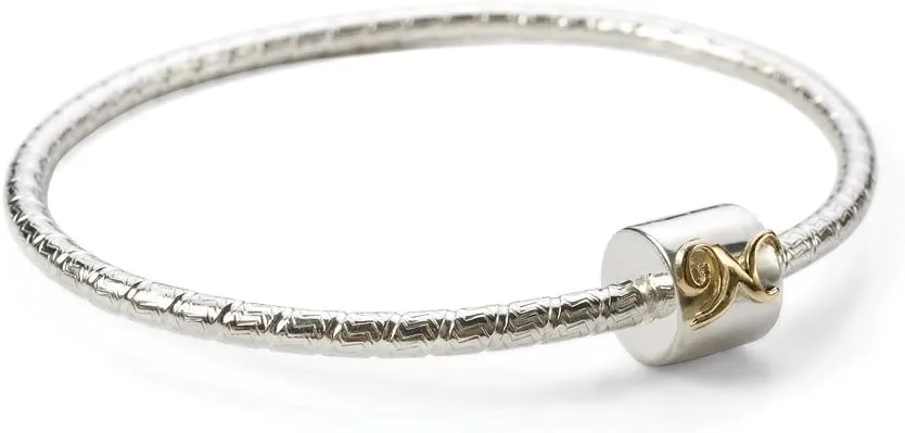 Authentic 14K Gold 12080 Signature N Bangle Silver with 14K Gold 8 inch/20 cm