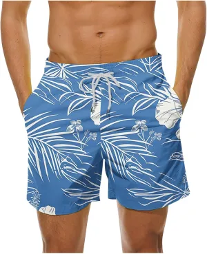 Aymnlox Beach Casual Shorts for Men Fashion Printed Summer Relaxed Fit Beach Shorts Drawstring Elastic Waist Swim Pants