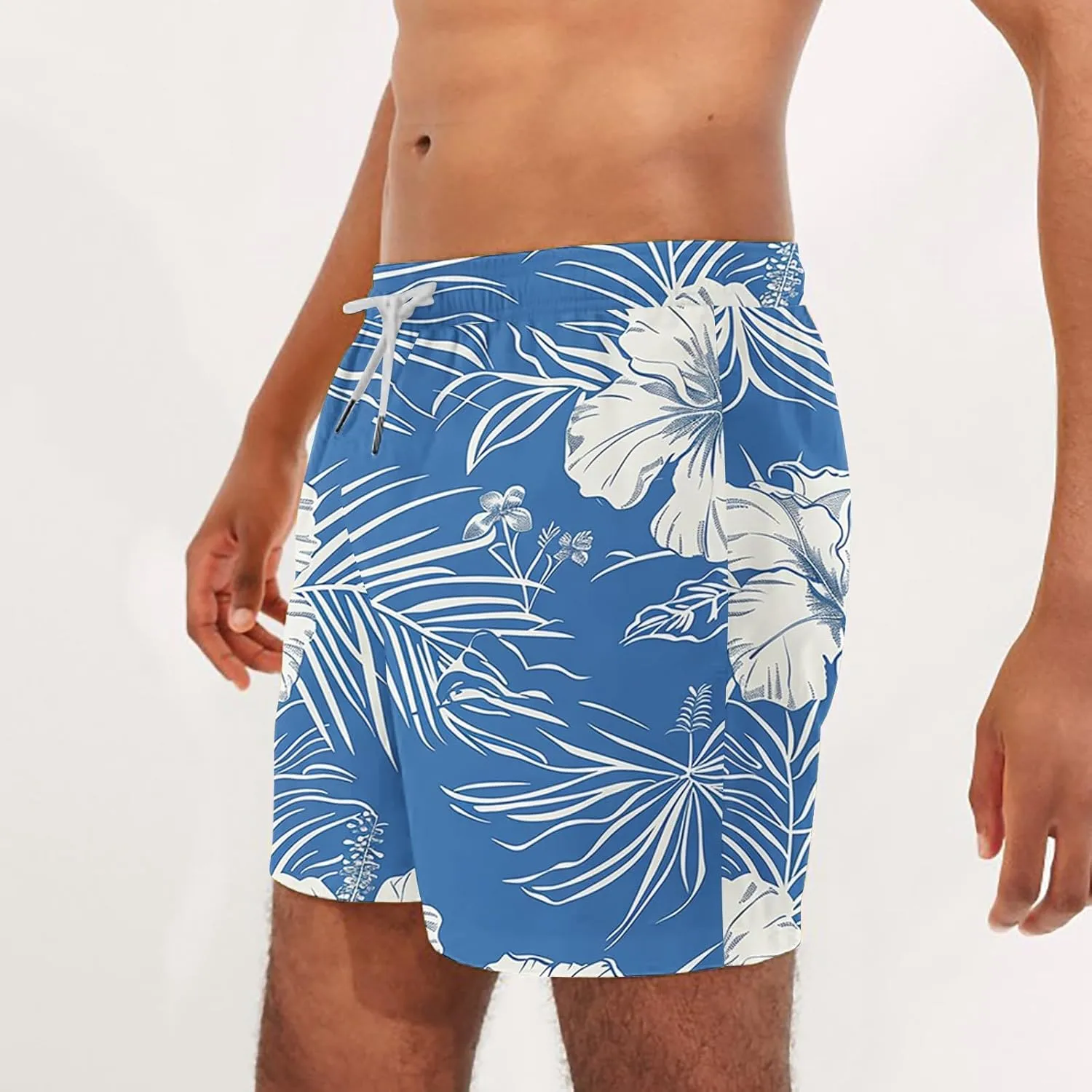 Aymnlox Beach Casual Shorts for Men Fashion Printed Summer Relaxed Fit Beach Shorts Drawstring Elastic Waist Swim Pants