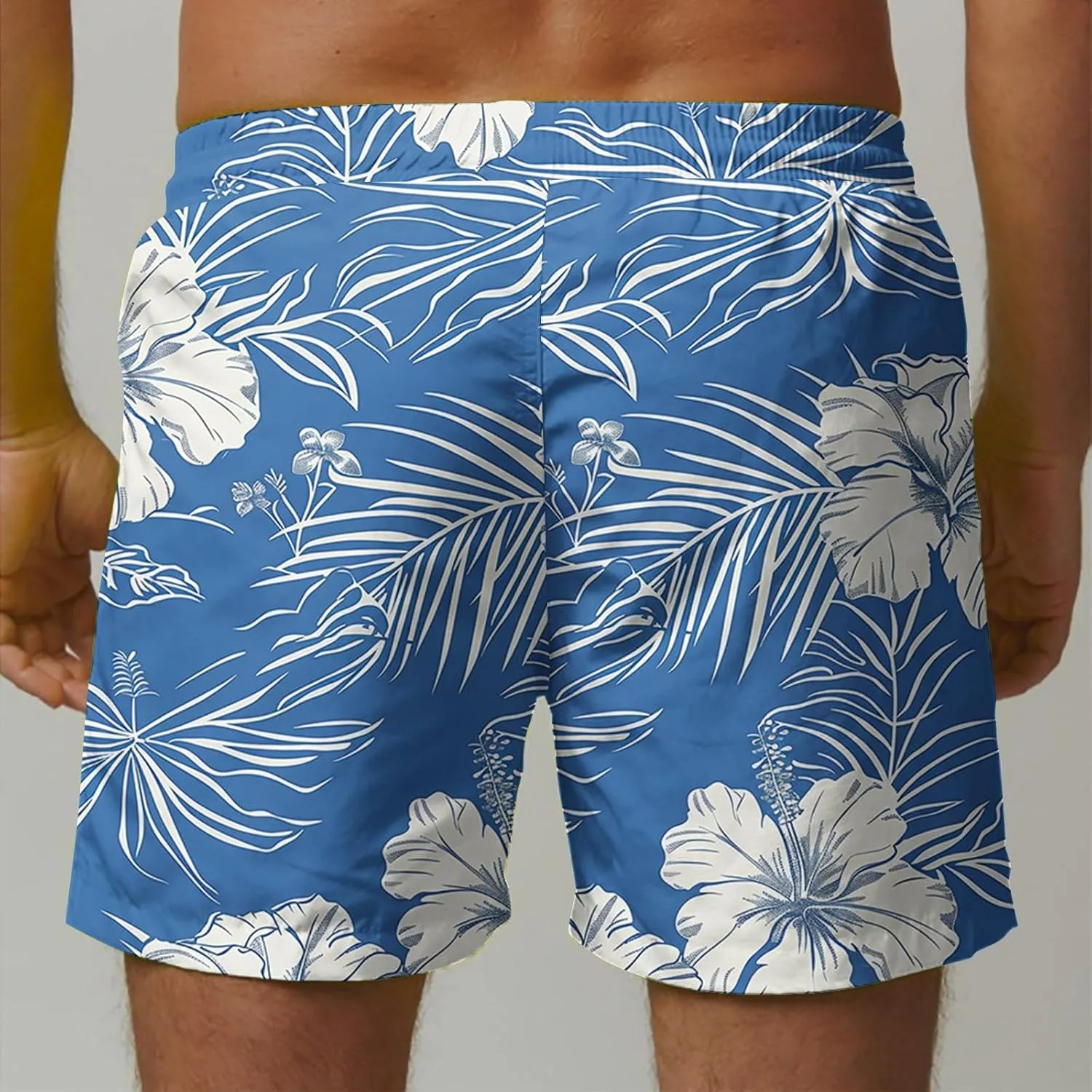 Aymnlox Beach Casual Shorts for Men Fashion Printed Summer Relaxed Fit Beach Shorts Drawstring Elastic Waist Swim Pants