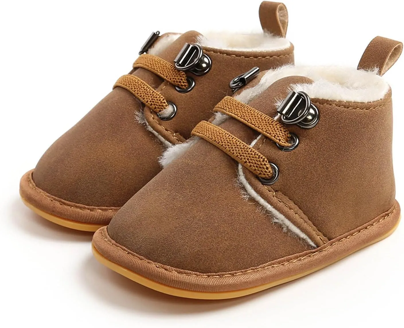 Baby Boys Girls Flat Bottom Plush Ankle Boots Fleece Anti-Slip Rubber Sole Sneakers Toddler Little Girls Tennis Shoes
