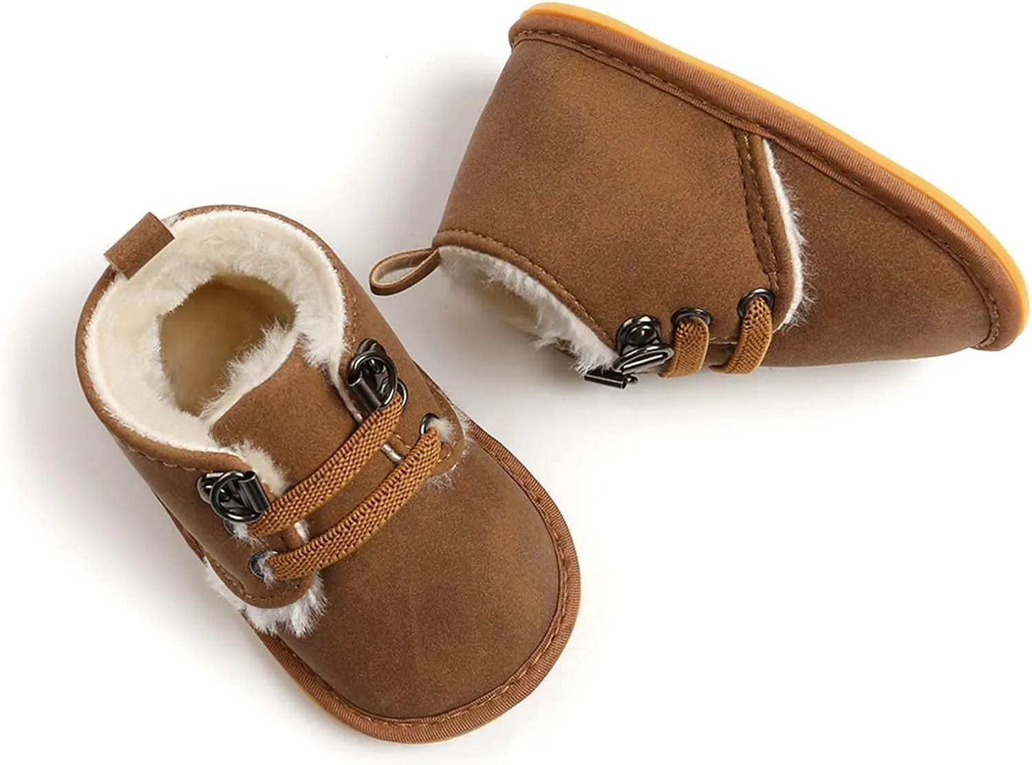 Baby Boys Girls Flat Bottom Plush Ankle Boots Fleece Anti-Slip Rubber Sole Sneakers Toddler Little Girls Tennis Shoes
