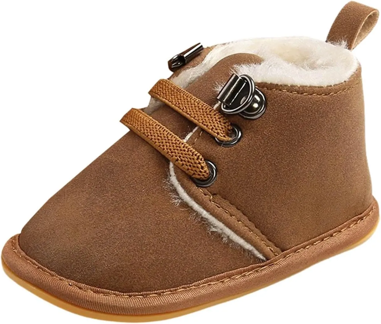 Baby Boys Girls Flat Bottom Plush Ankle Boots Fleece Anti-Slip Rubber Sole Sneakers Toddler Little Girls Tennis Shoes