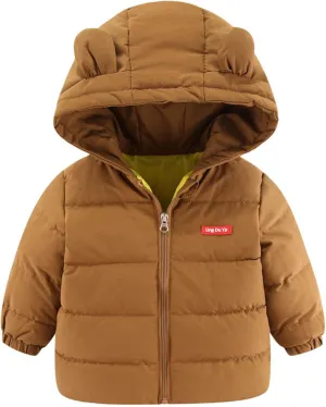 Baby Boys Girls Winter Jacket Warm Puffer Padded Coat Cotton Hooded Infant Outerwear
