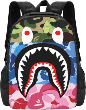 Backpack Shark Camo Backpack Travel laptop bag Stylish and durable both for men and women 17 inch (Shark Camo Backpack 1)