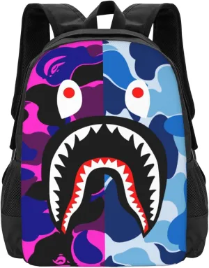 Backpack Shark Camo Backpack Travel laptop bag Stylish and durable both for men and women 17 inch (Shark Camo Backpack 4)