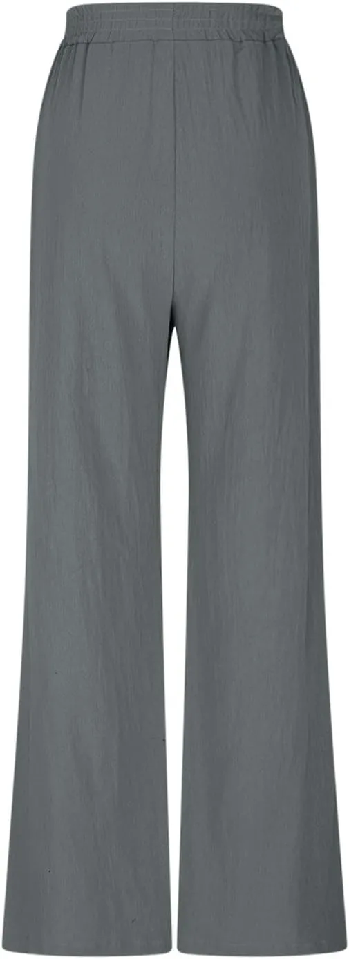 Baggy Pants for Women Boho Faux Cotton Linen Wide Leg Pants Summer 2025 Casual Elastic Waist Long Trousers with Pockets