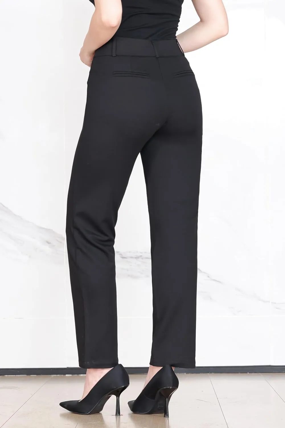 Balleay Art Womens Dress Pants Work High Waisted Straight Leg Trousers Business Office Casual Slacks