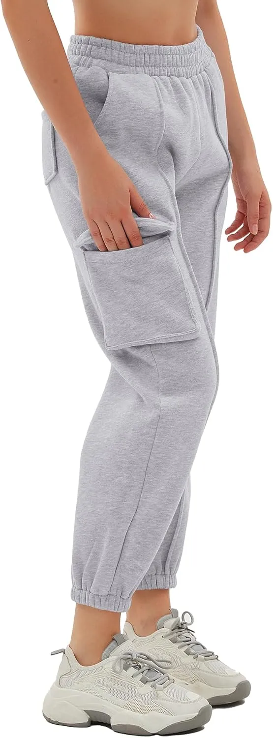 Beaully Women's Casual Fleece Lined Sweatpants Cinch Bottom Athletic Joggers Pants Pocketed Cargo Sweatpants