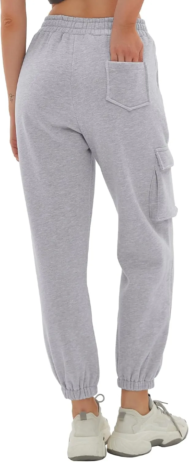 Beaully Women's Casual Fleece Lined Sweatpants Cinch Bottom Athletic Joggers Pants Pocketed Cargo Sweatpants