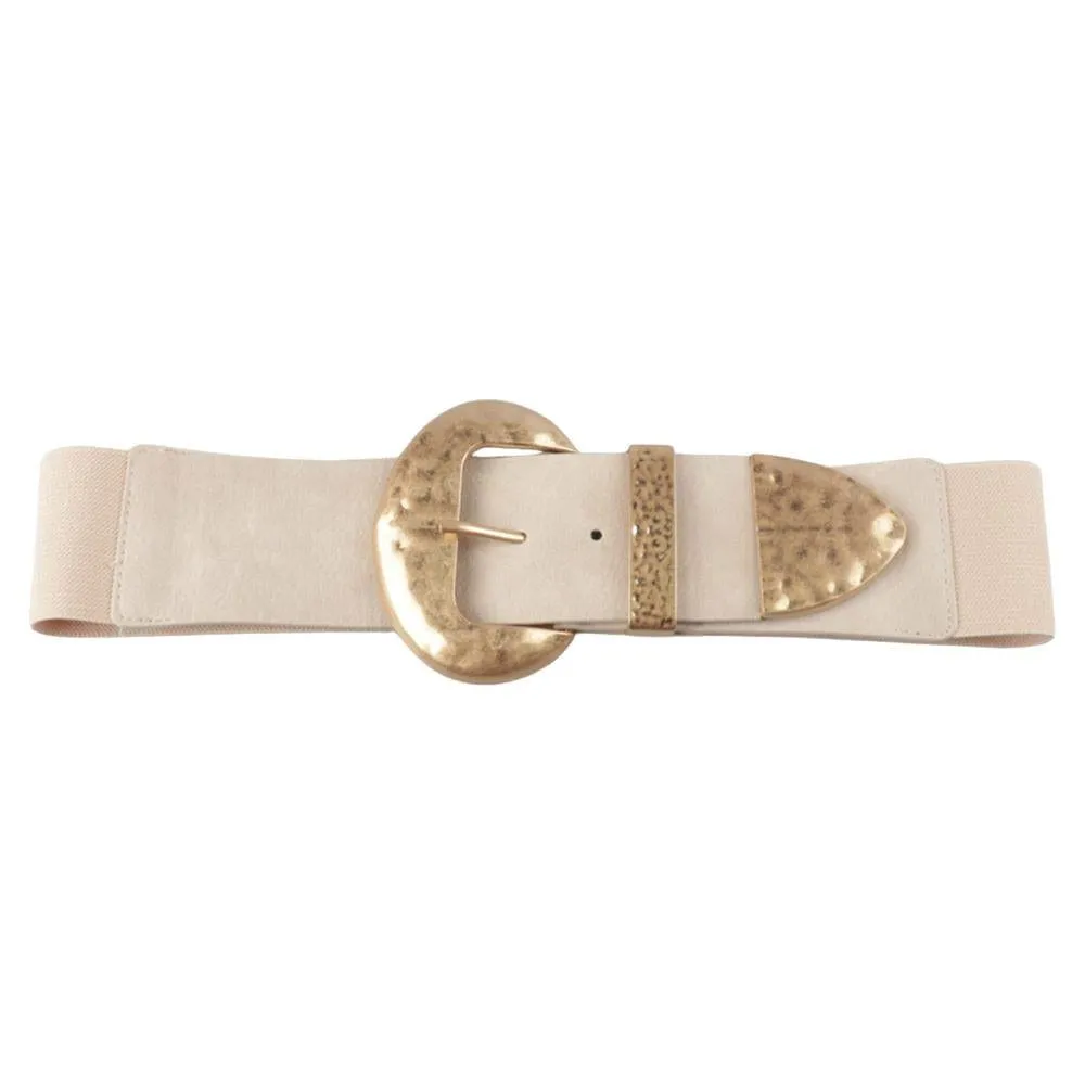 Beige Metal Hammered Belt