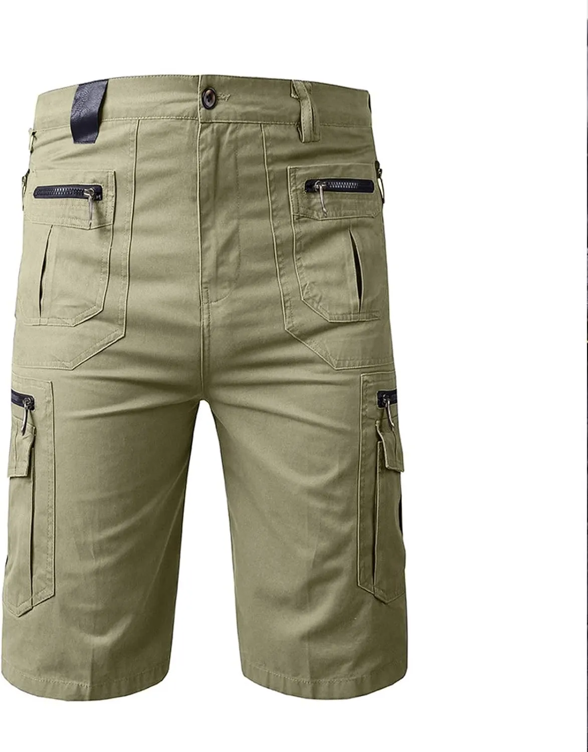 Big and Tall Cargo Shorts for Men Relaxed Fit Buckle Zipper Summer Casual 5" Inseam Linen Shorts Multi Pockets
