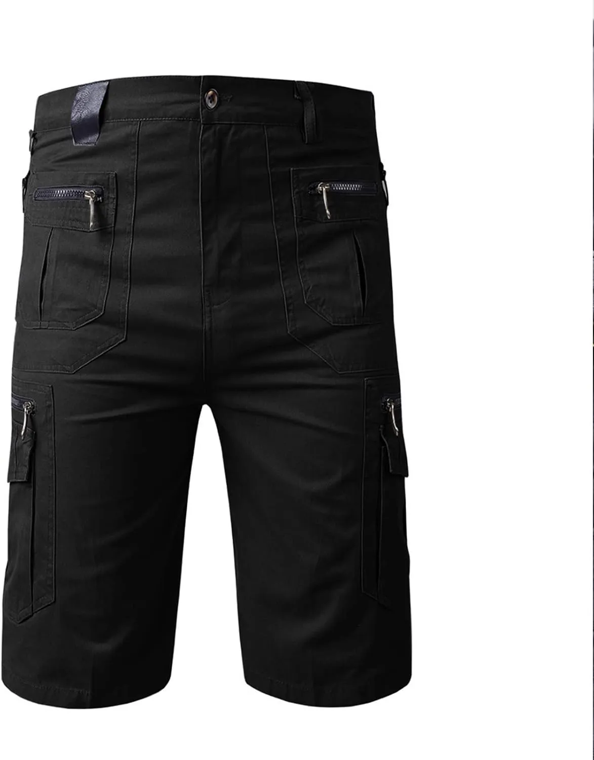 Big and Tall Cargo Shorts for Men Relaxed Fit Buckle Zipper Summer Casual 5" Inseam Linen Shorts Multi Pockets