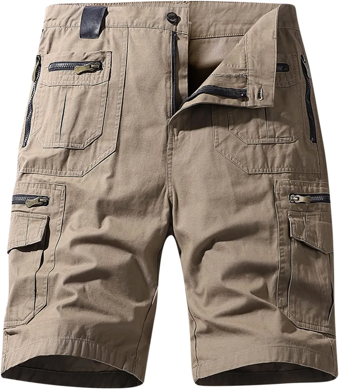 Big and Tall Cargo Shorts for Men Relaxed Fit Buckle Zipper Summer Casual 5" Inseam Linen Shorts Multi Pockets